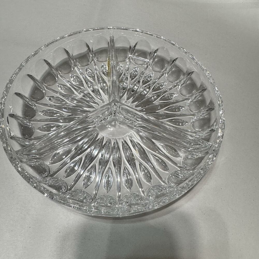 Vintage Gorham Full-Lead Crystal Kingsbury 3 Part Relish Tray 7”